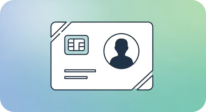 Electronic identification card icon with microchip and silhouette