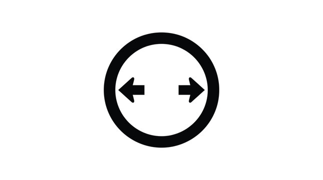 Directional sign features a circular frame with two opposing arrows pointing toward the horizontal left and right sides.