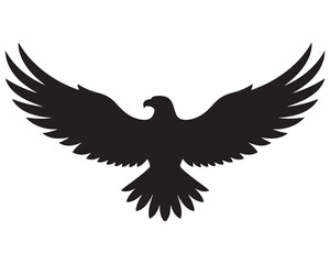 Obraz premium Eagle silhouette soars with wings fully extended to represent strength and freedom as an iconic symbol of majestic wild birds.