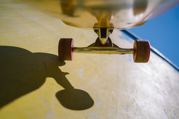 Skateboard trucks and wheels close up © yossarian6