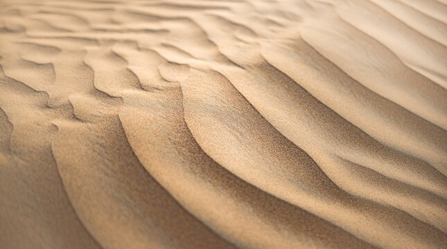 Abstract nature backdrop. Decorative warm golden desert dune flowing rippled sand glowing light. Minimalist desert sand texture design travel. Dune curves wall fine art wallpaper background copy space