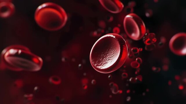 Microscopic view of red blood cells, or erythrocytes, flowing in the bloodstream