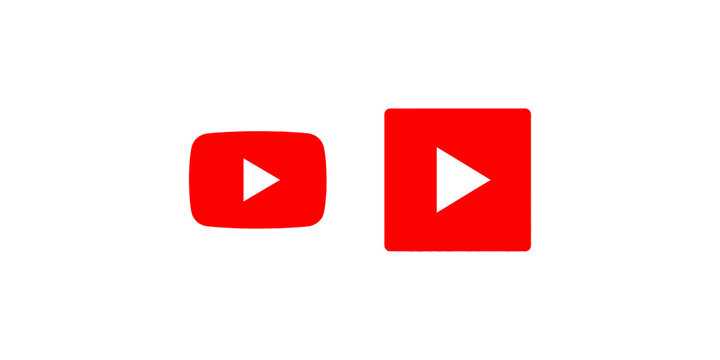 Two youtube play button icons in red color on a transparent background.