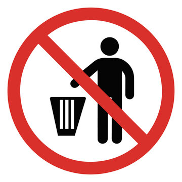 Do not litter sign, no trash warning icon isolated
