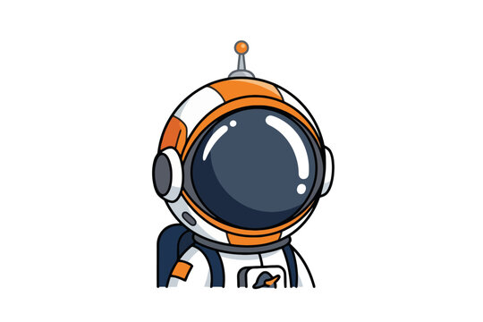 Cute Astronaut Character Illustration Wearing Orange Space Suit