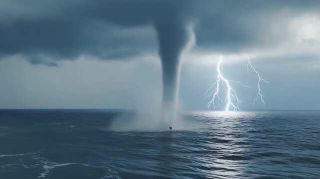 Storm at sea. Tornado.