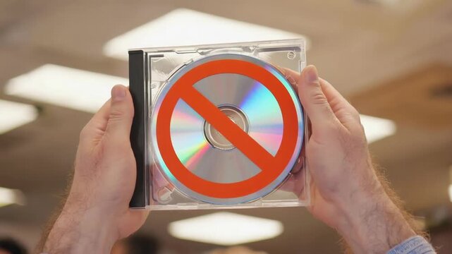 Prohibited sign on a CD.