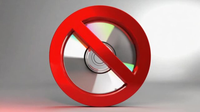 Prohibited sign on a CD.
