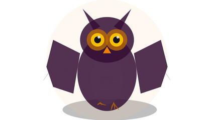 Fototapeta premium Halloween cute purple owl mascot character, isolated on transparent background
