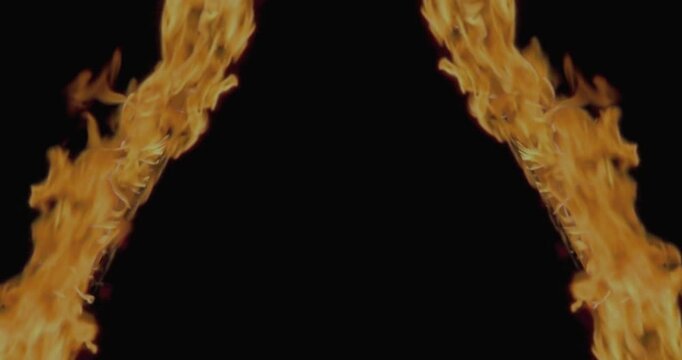 Fire in the dark. Fire triangle tunnel. Motion graphics Animation background Visual loops - 4K