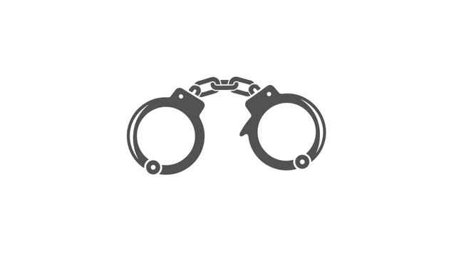 Solid grey handcuffs icon representing law enforcement police arrest or security on a white background.