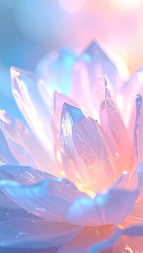 Crystal Lotus Flower Abstract Design For Crystal Inspired Abstract Wallpaper Background Featuring Glowing Gemstone Petals And Geometrical Patterns