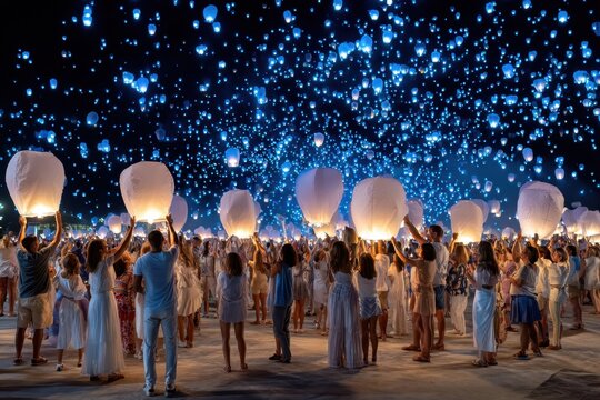 Thousands of people release lanterns into the night sky during a magical celebration
