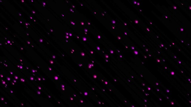 Pink Glowing Particle Rain Falling Diagonally Black Background Abstract Light Motion Graphic Loop Overlay