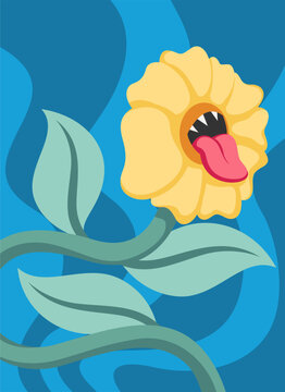 Yellow Flower With Teeth Illustration