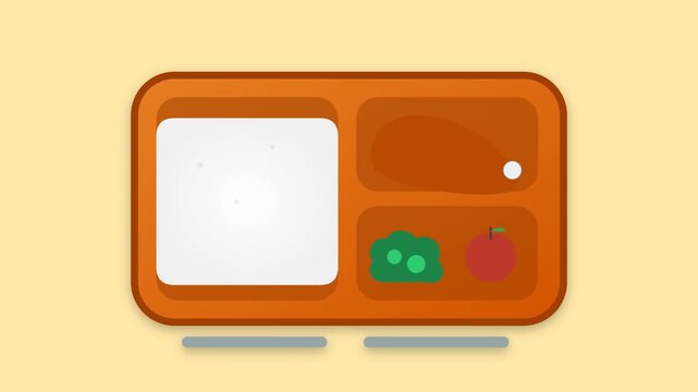 Flat Design Lunch Tray With Food And Drink Illustration.