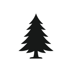 Obraz premium Evergreen tree silhouette isolated symbol of nature and seasons