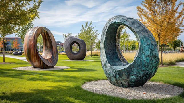 Outdoor Sculpture Garden Exhibits Striking Contemporary Art Forms