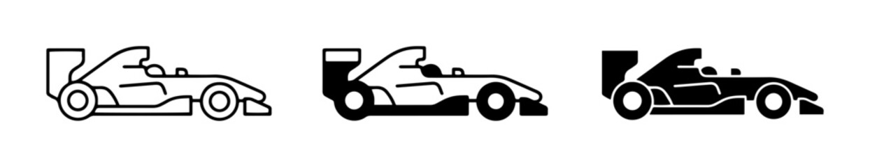 Fototapeta premium Formula 1 Race Car Icons, Speeding Vehicle Vector Graphics, Motorsport Symbols Collection