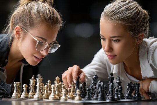Friends engaged in an intense chess match in a well-lit indoor setting