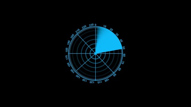 Radar Scanning loop. Radar screen animation. Looped animation. Technology radar device with turquoise color radar animation scan data communication system