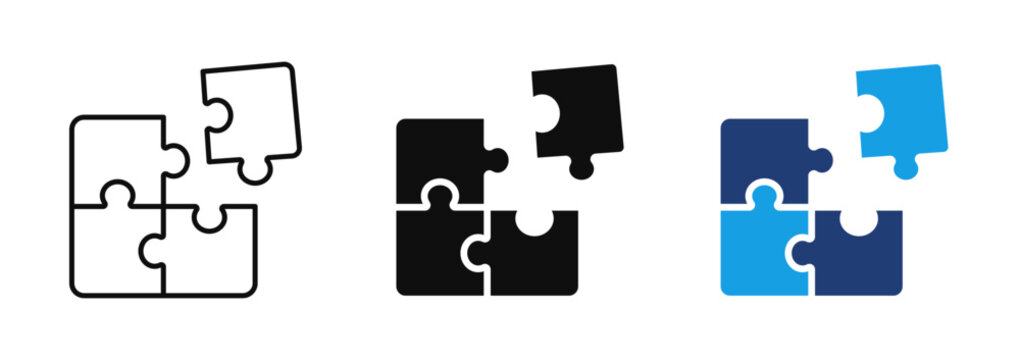 Puzzle Pieces Icon, Teamwork Collaboration, Business Integration, Connection, Problem Solving, Partnership, Strategy, Editable Vector