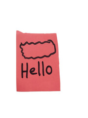 Hand-drawn hello greeting on pink paper © Yenaya