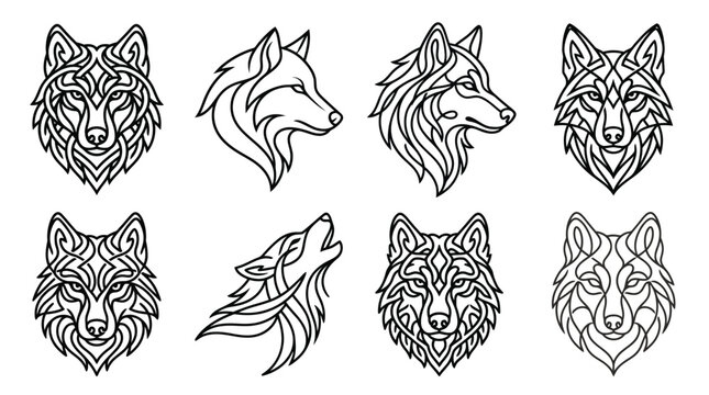 Animals Intricate Woven Continuous Line Art Collection Premium Monoline Vector
