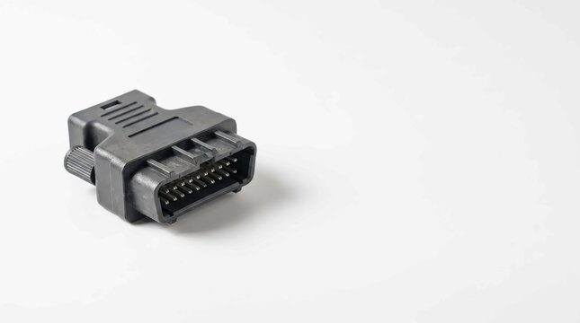 OBD2 diagnostic scanner connector. Car engine fault code reader adapter for vehicle repair.
