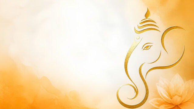 Happy Ganesh Chaturthi festival background with Lord Ganesha idol and festive decorations
