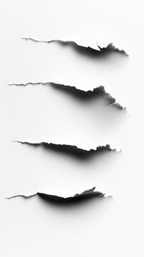 Ripped paper edges. Torn white sheet strips.