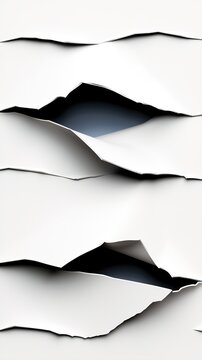 White torn paper. Ripped page edges.