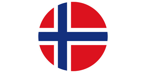 Fototapeta premium Circular icon featuring red and blue cross on transparent background.