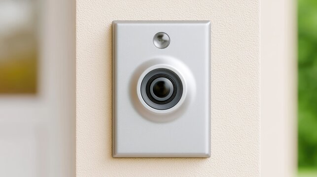 Modern doorbell camera mounted on a wall with unique design and technology for enhanced home security and convenience during visitor monitoring