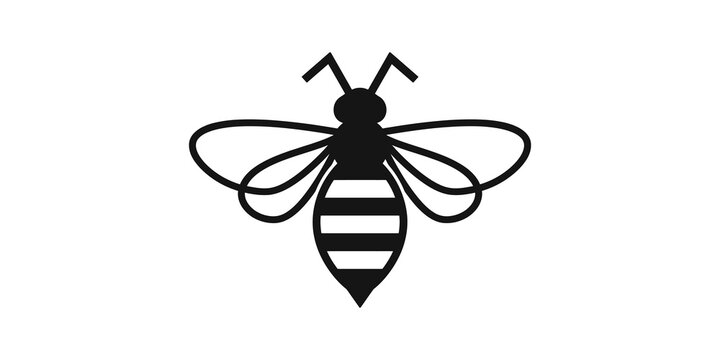 stylized black bee icon on transparent background insect vector art.