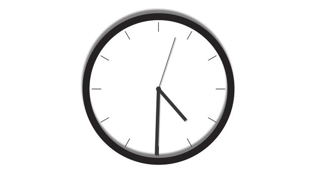 abstract analog clock animation on white background. Time lapse of spinning clock animation in 12 Hour.  Time concept. Alpha channel.