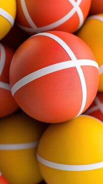 Colorful sports balls. Textured rubber equipment for team games.