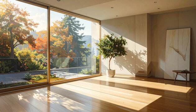 Luxury Living Room with Garden View