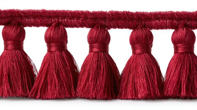 Red decorative tassel fringe trim for home decor and crafts