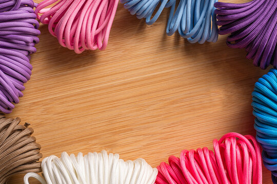 paracord, rope in various colors