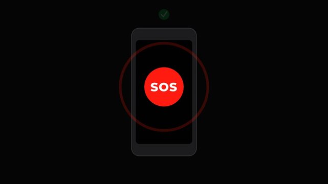 Emergency SOS Button Animation on Smartphone Screen