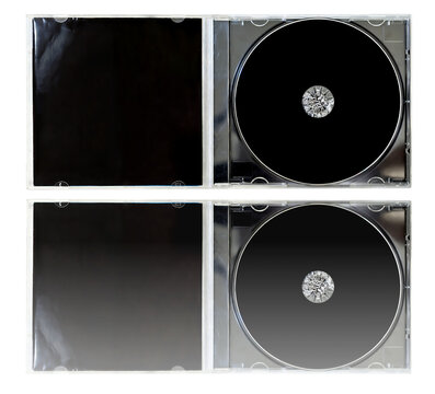 Opened CD jewel case with mirror image 