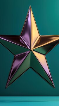 Shiny metallic star icon. Glossy success symbol.