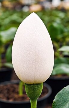 White jasmine flower bud. Fresh blooming plant in garden.