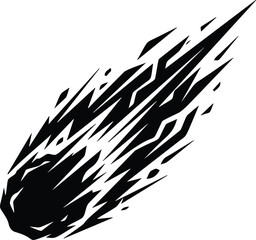 Meteorite falling burning trail illustration vector line art silhouette for space design. © MdKhalidIbneMahbub