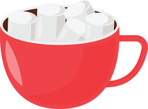 Marshmallows in Mug Flat Illustration. Clean Icon Design Element Isolated on White Background