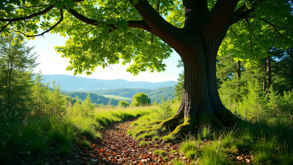 Fototapeta premium Carbon Sequestration Forest for Environmental Marketing