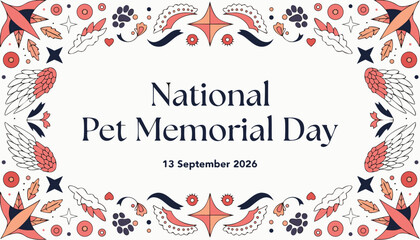 National pet memorial day greeting card with decorative frame © vectyx2