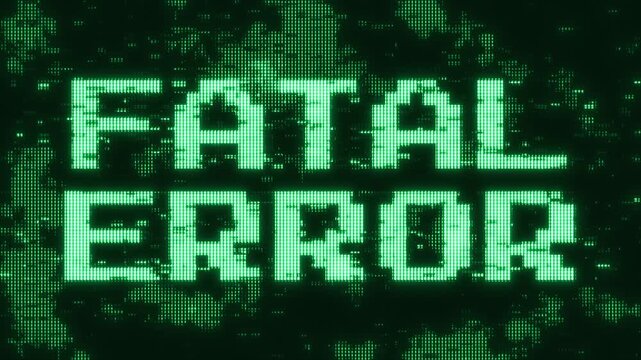 Retro-Futuristic pixelate Monitor synthwave style. Retro CCTV or VHS pixel Wireframe. Abstract digital background. 80s, 90s Retro futurism, Retro wave cyberpunk grid matrix style. Fatal error text