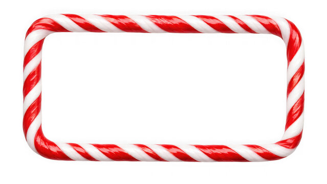 Candy cane frame isolated on transparent background